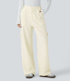Pantalon cargo en polaire taille moyenne avec poches multiples