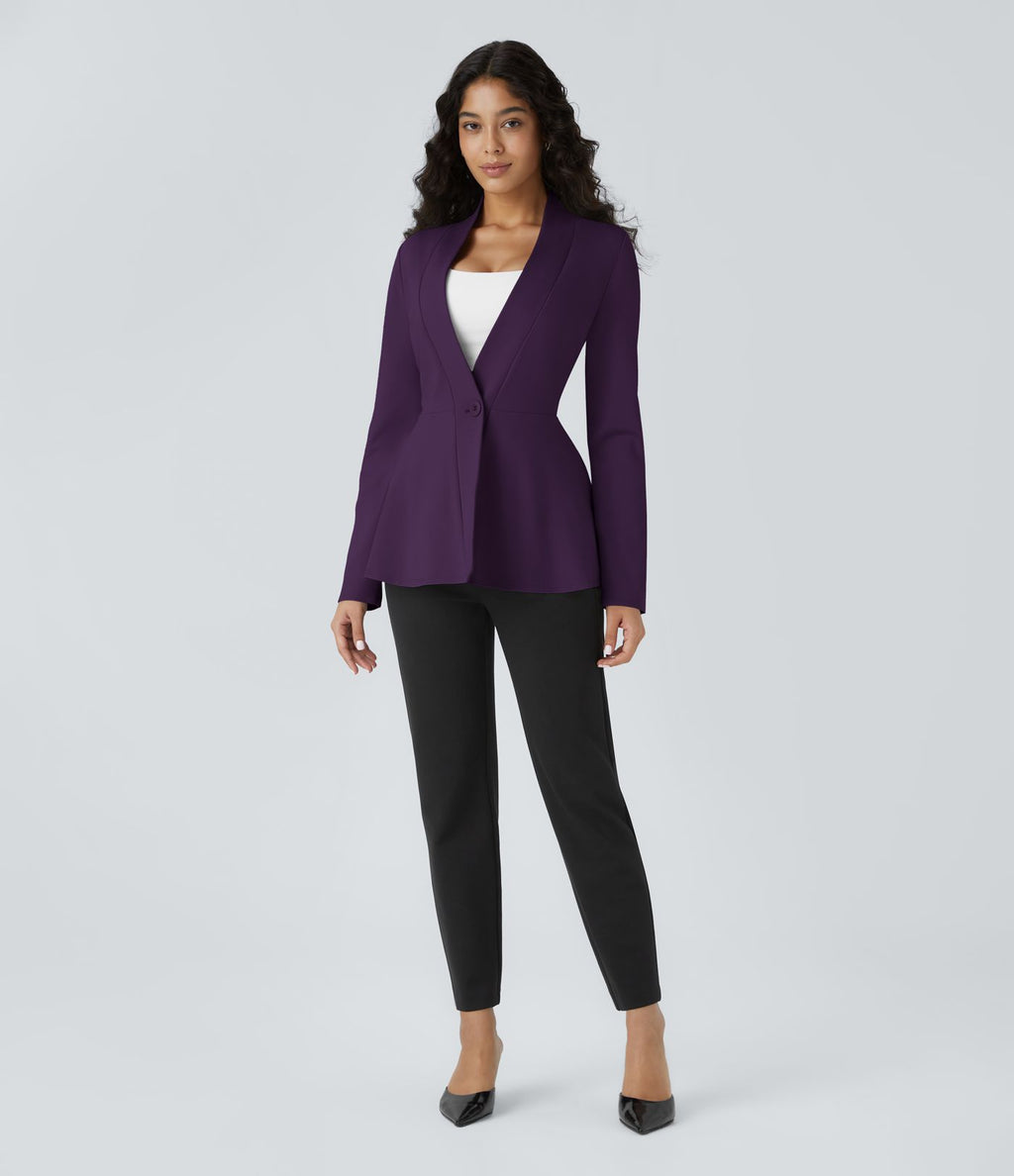 Veste péplum de travail col en V avec un bouton