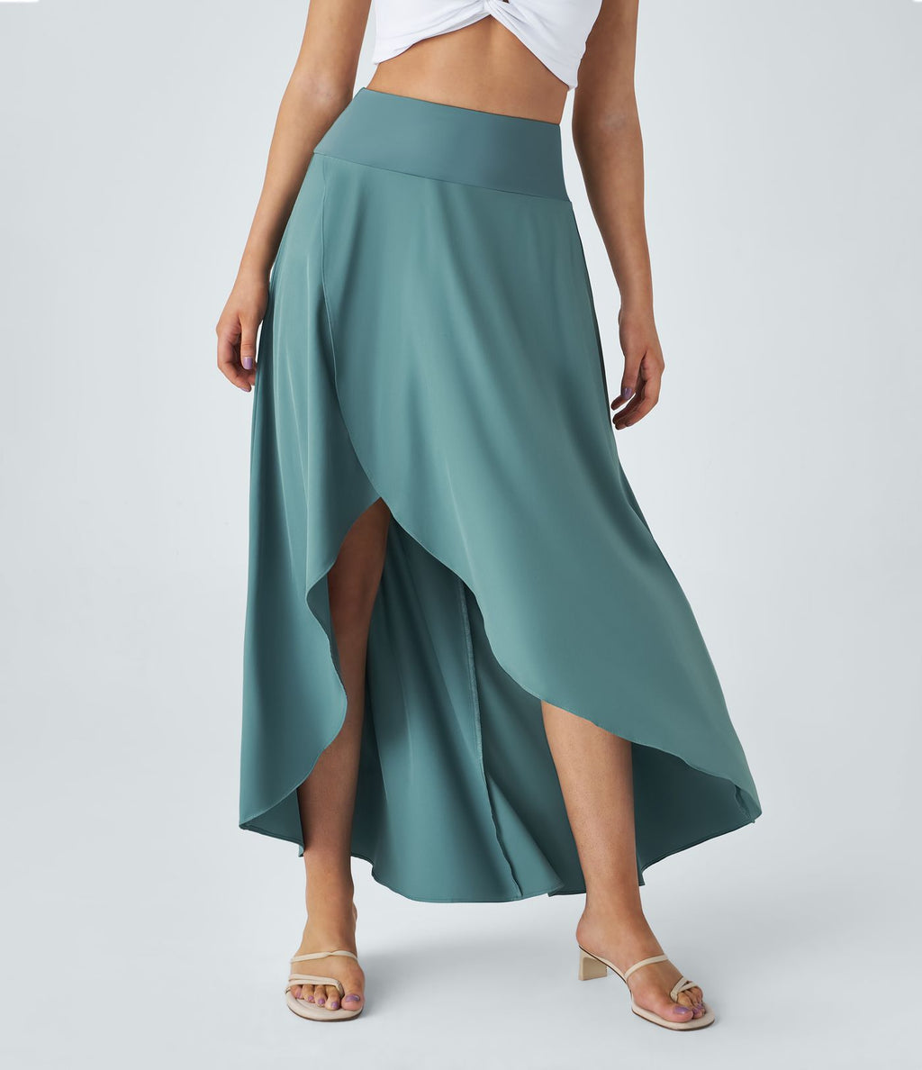 Jupe Longue Casual Breezeful™ Taille Haute à Volants 2en1 Fluide Sèchement Rapide Quotidien Maxi