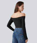 Body casual épaules dénudées à manches longues avec bretelles amovibles et brassière intégrée