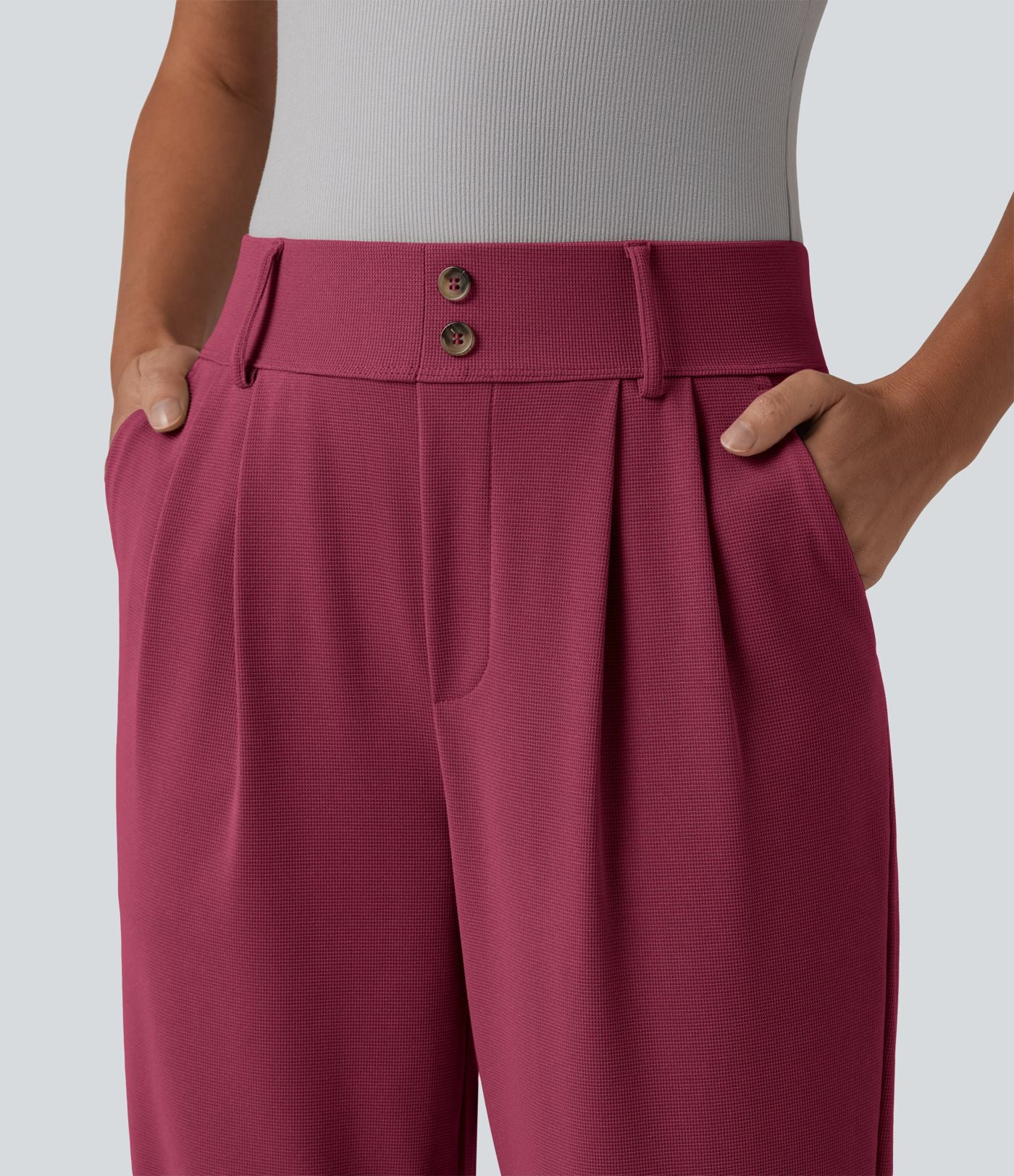 Halara Flex™ Pantalon tailleur fuselé taille haute en tissu gaufré avec poches