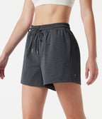 Short de sport, taille haute, cordon de serrage, séchage rapide, 7,5 cm, à poches