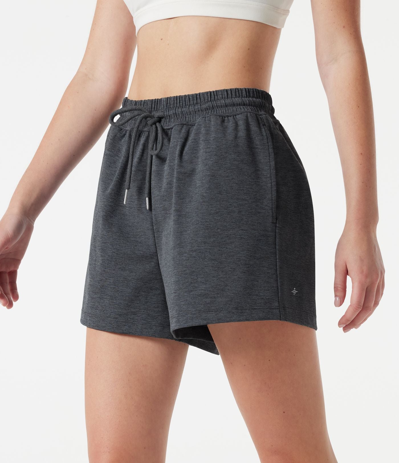 Short de sport, taille haute, cordon de serrage, séchage rapide, 7,5 cm, à poches