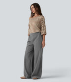 Pantalon large taille haute avec poches