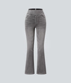 Halara Flex™ Jean bootcut décontracté extensible délavé taille haute à poches multiples