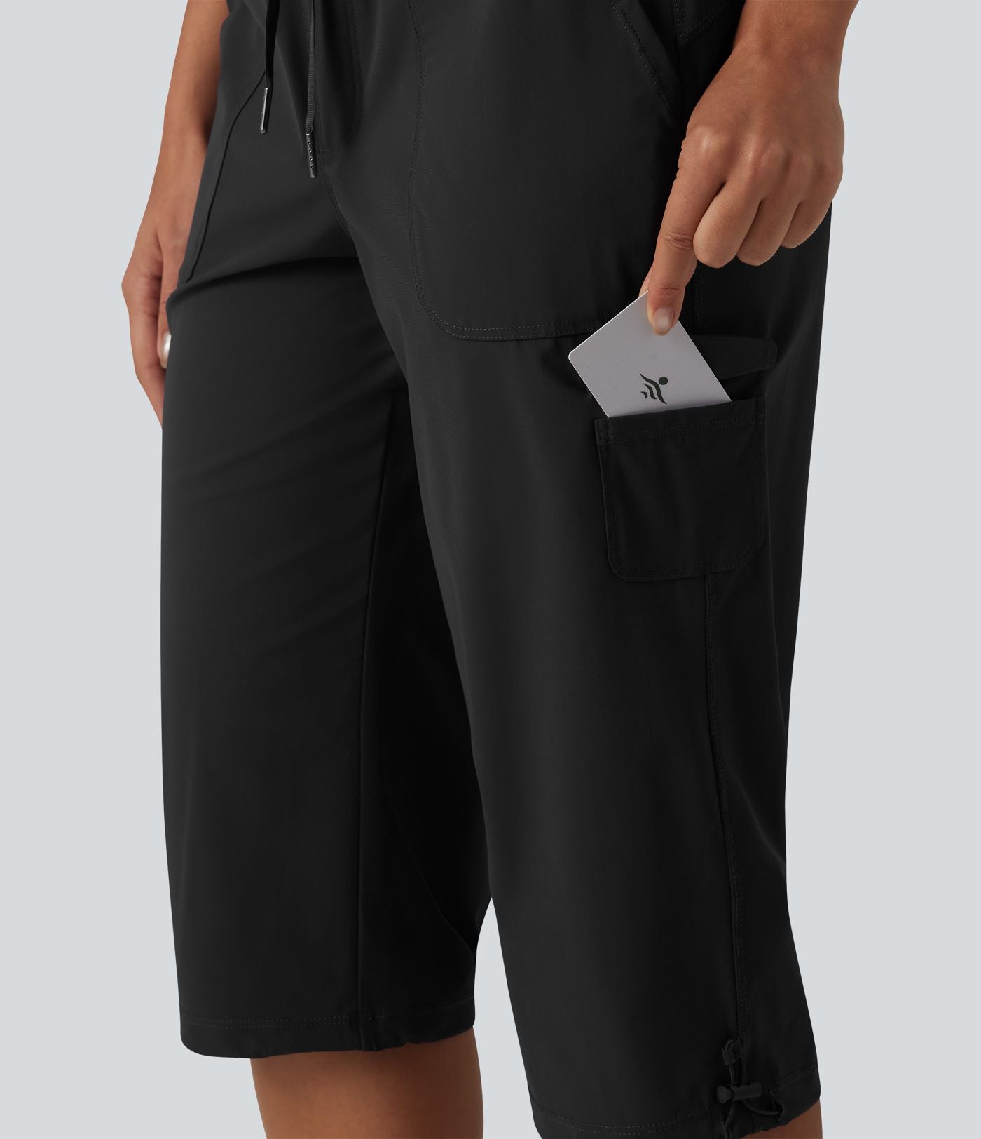 Pantalon décontracté corsaire droit taille mi-haute effet frais InstantCool à séchage rapide, cordon de serrage et poches, protection solaire UPF40+
