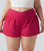 Short de yoga 2-en-1 grande taille à taille haute croisée en SoftlyZero™ Airy à effet frais InstantCool 7,5 cm avec poches