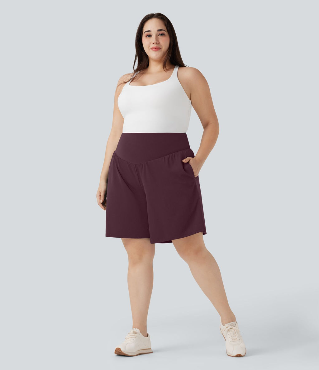 Bermuda de yoga grande taille SoftlyZero™ Airy taille haute effet frais InstantCool avec poches