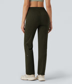 Pantalon d'entraînement taille mi-haute jambe droite avec cordon de serrage et poches