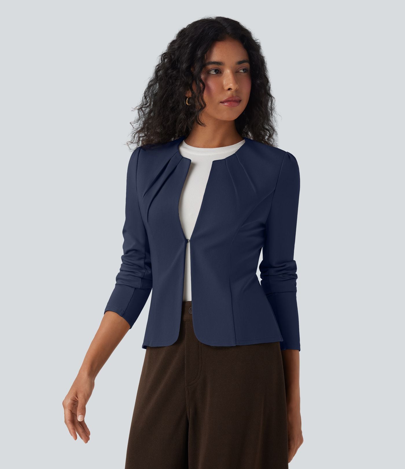 Blazer de travail col rond à agrafes