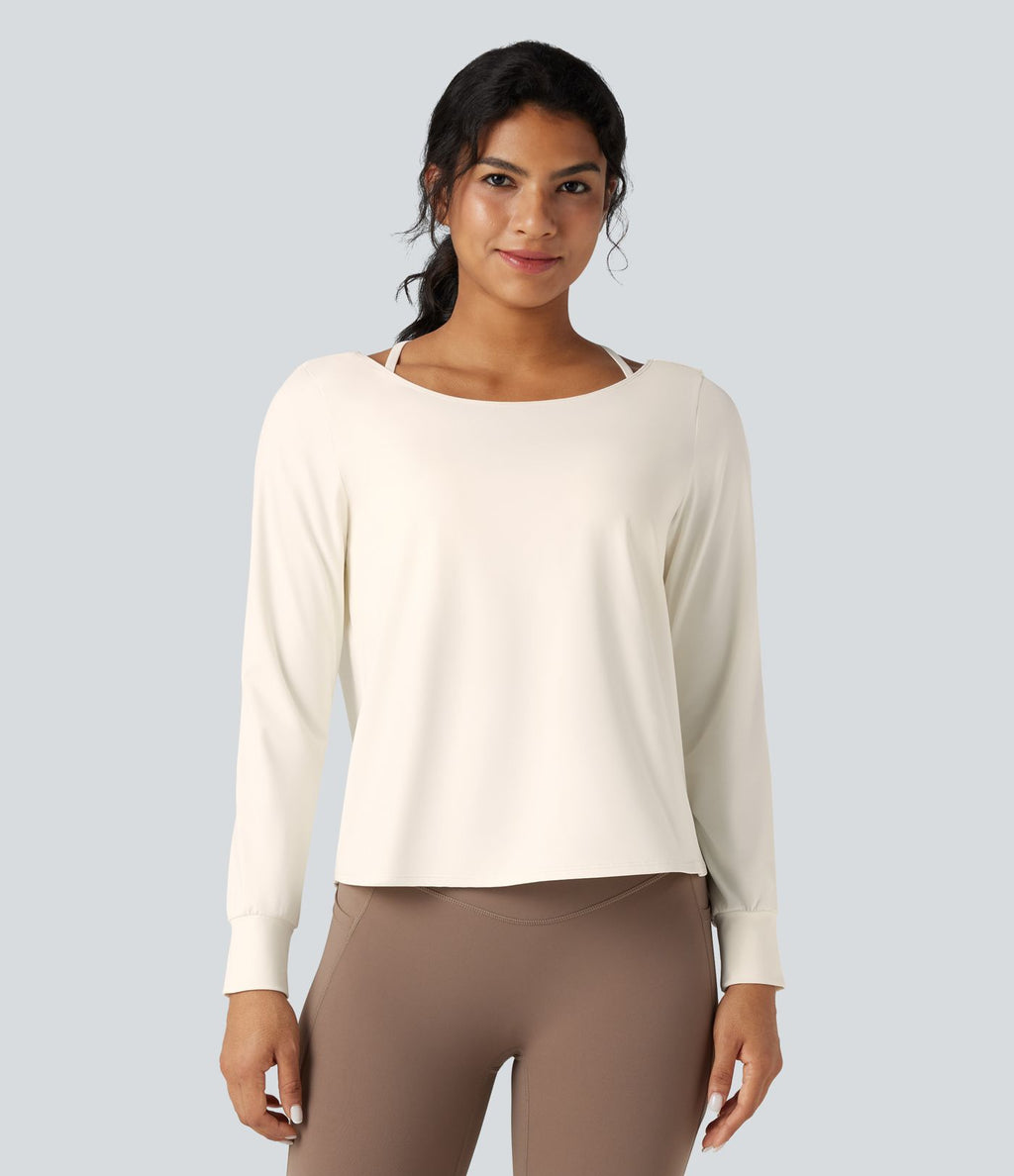 Top de sport yoga SoftlyZero™ Airy 2-en-1 découpe au dos toucher frais
