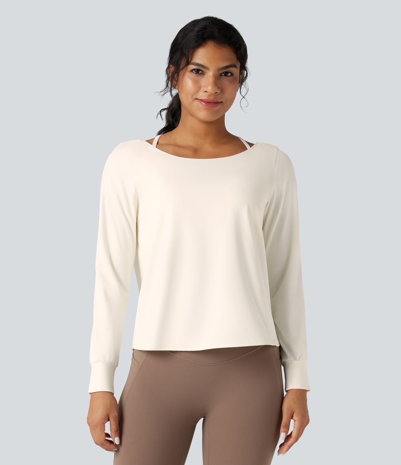 Top de sport yoga SoftlyZero™ Airy 2-en-1 découpe au dos toucher frais
