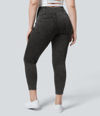 Halara Flex™ Legging Travail  7/8 Taille Croisée en Denim Tricot Extensible Taille Haute Poches Multiples Grande Taille