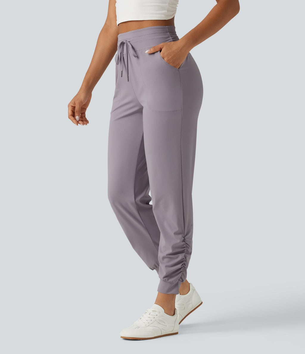 Pantalon de jogging de yoga Halara UltraSculpt™ taille haute, à cordon de serrage et fronces, avec poches