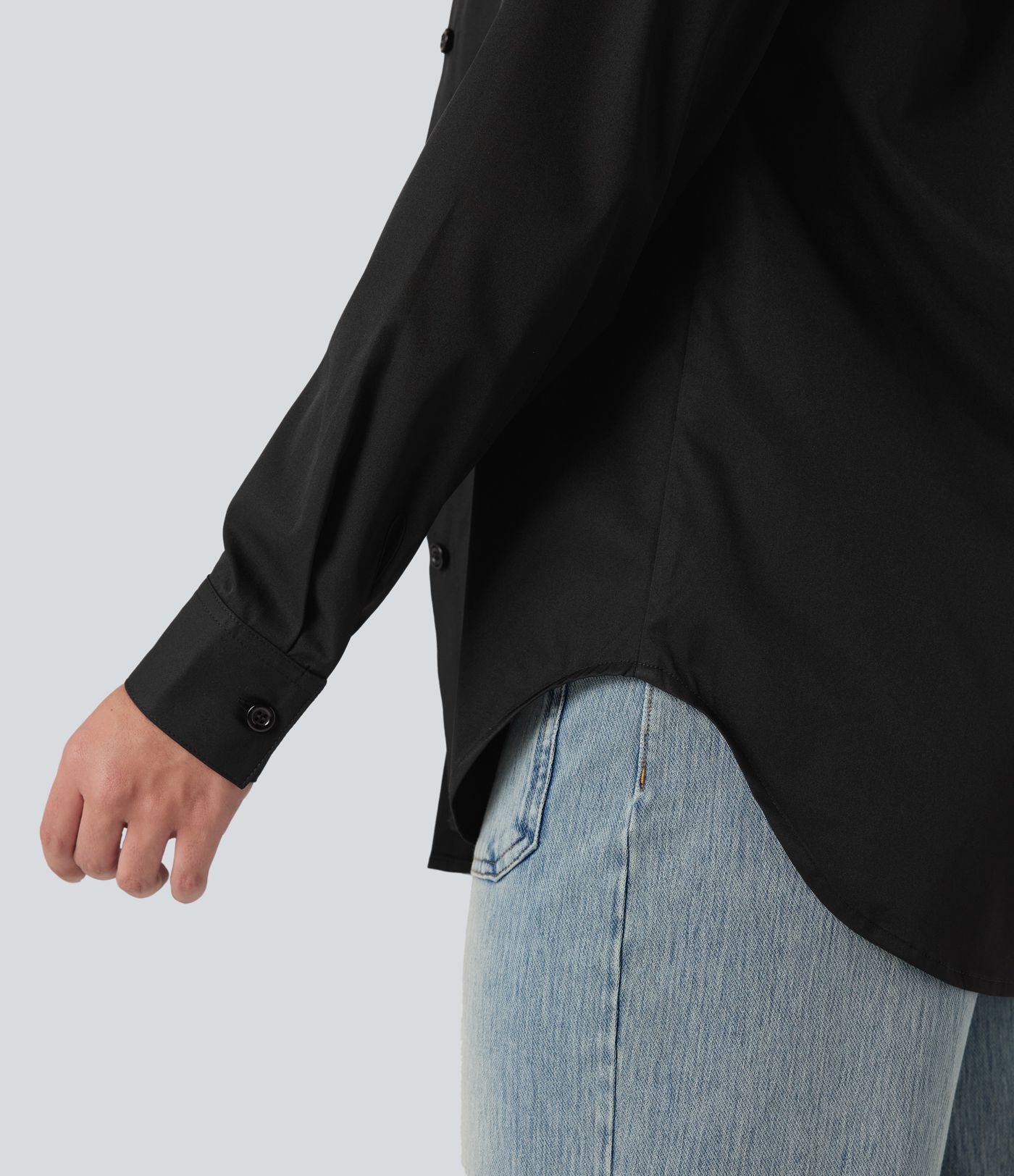 Chemise tailleur col chemise ourlet arrondi manches longues avec poche poitrine