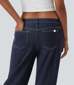 Jean large Halara Flex™ taille basse à carreaux contrastants ourlet roulé avec poches