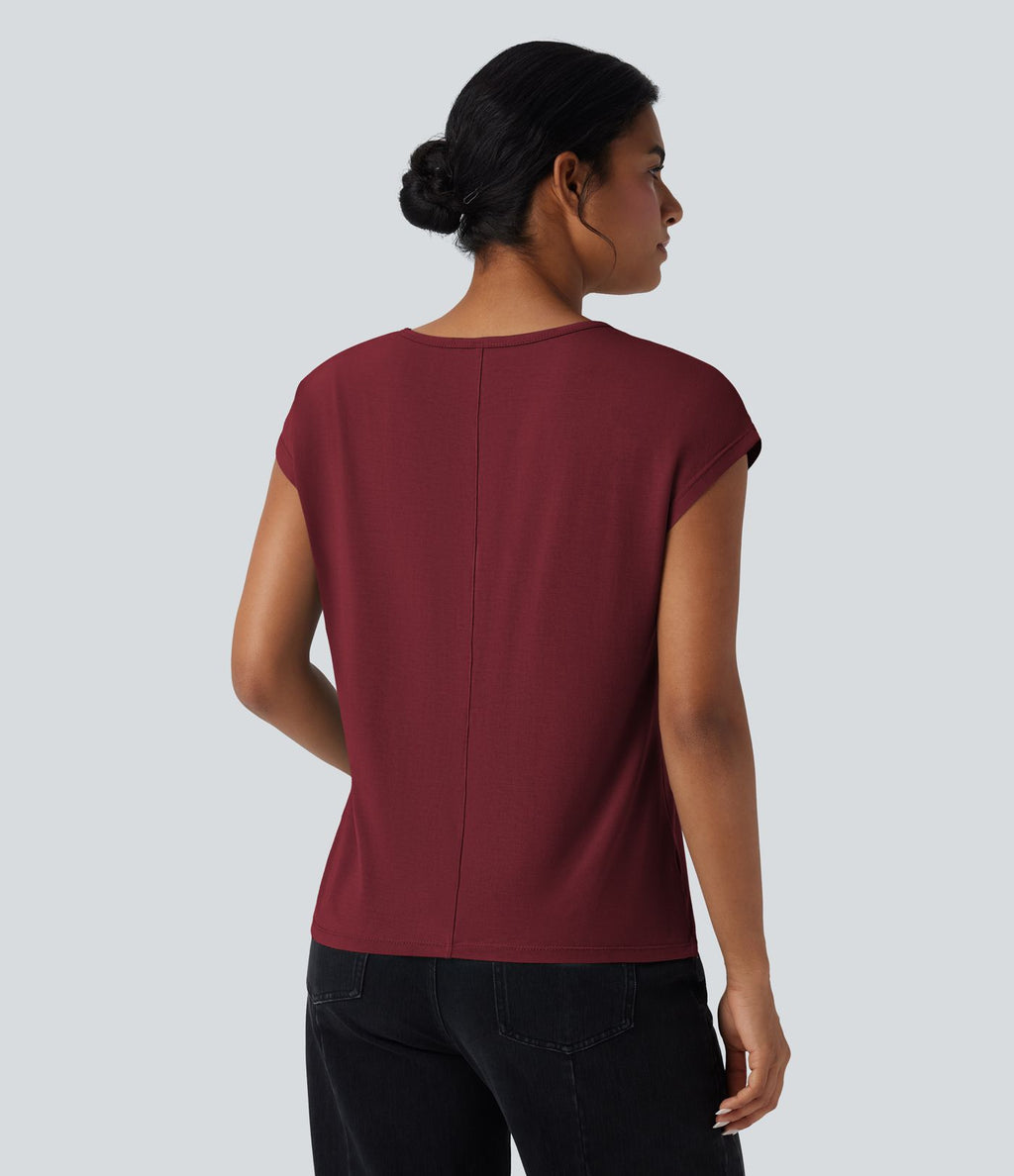 T-shirt casual col V manches courtes