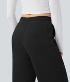 Pantalon décontracté taille haute avec cordon de serrage et poches
