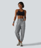 Jogging cargo fuselé taille haute à cordon de serrage avec poches