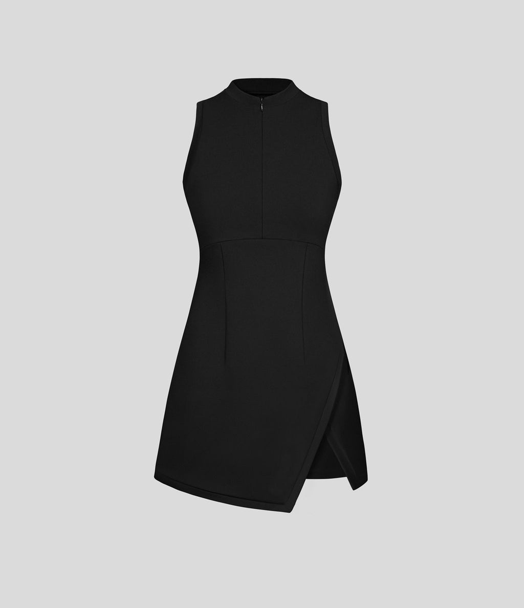 Robe de Tennis Mini Sport 2 Pièces avec Fermeture Éclair Dos Nageur et Poches Latérales Fendues
