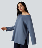 Sweat-shirt col bateau manches longues coupe décontractée