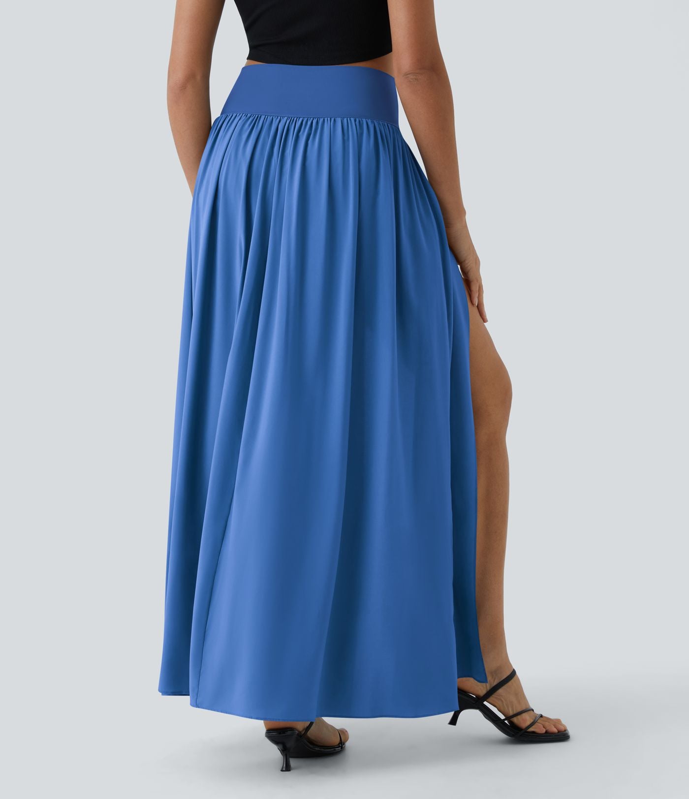 Breezeful™ Jupe Taille Haute Casual Maxi Séchage Rapide Fluide Fente Plissée 2 en 1