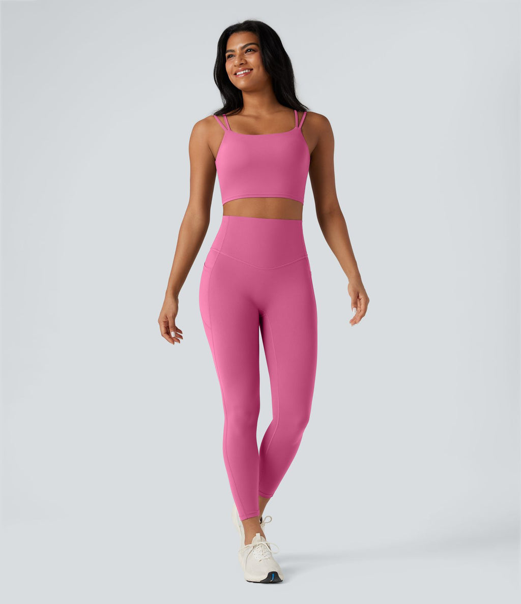 Débardeur yoga court Halara UltraSculpt™ double bretelles torsadé dos nu