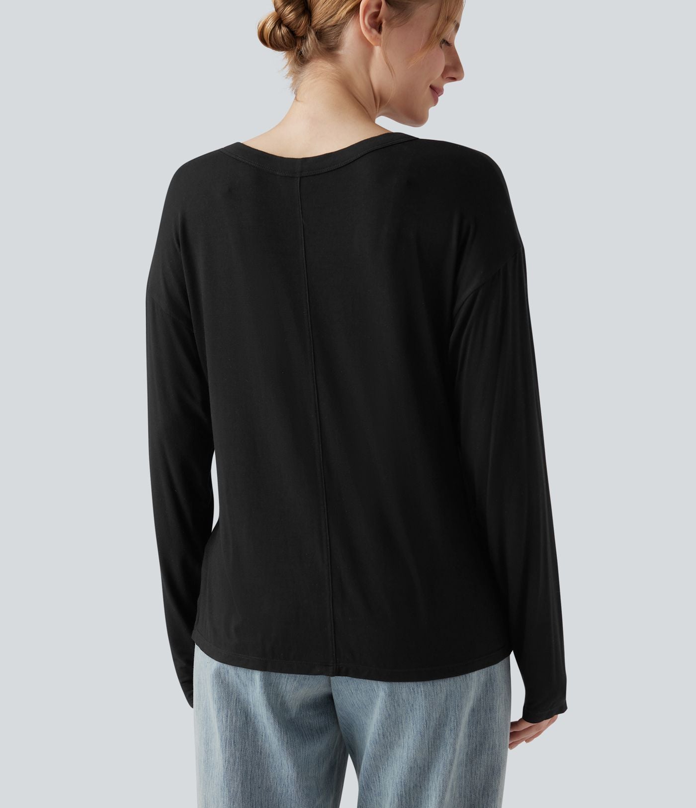 T-shirt col Henley à manches longues