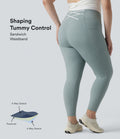 Legging sport grande taille en maille côtelé, effet ventre plat, taille haute avec poches