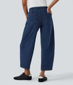 Jean 7/8 jogging molleton français Halara Flex™ taille mi-haute coupe barrel avec cordon et poches