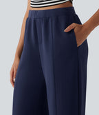 SpacerTek™ Pantalon casual large taille haute avec poches