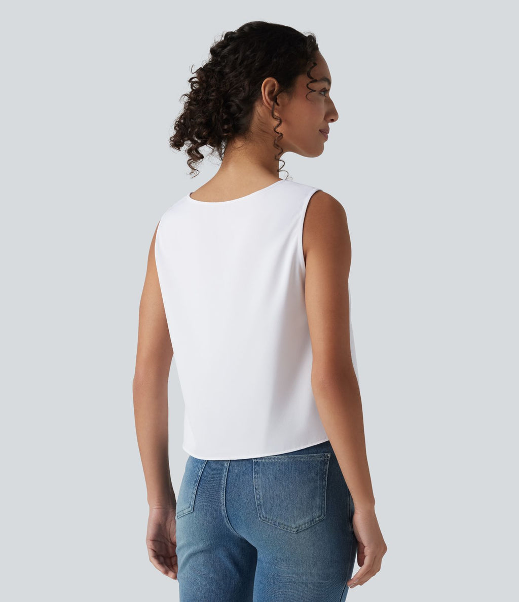 Débardeur casual satin col rond échancré