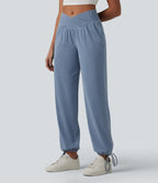 Halara Flex™ Jogging décontracté en denim taille mi-haute croisé avec cordon de serrage et poches