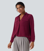 Chemise de travail col V manches longues avec poches