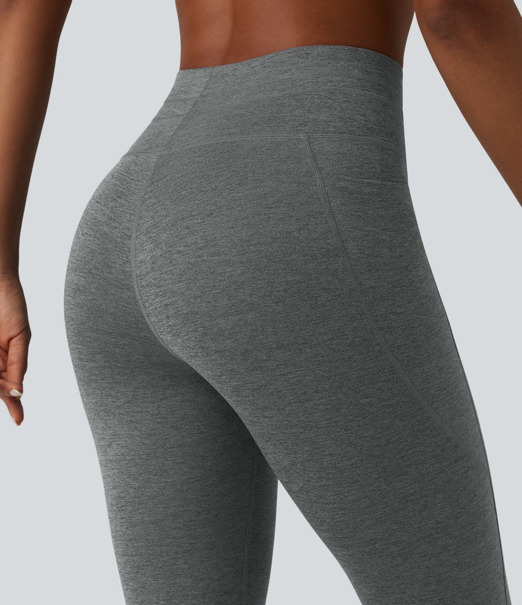 Legging de yoga Halara UltraSculpt™ chiné, taille haute, à cordon de serrage, séchage rapide, style caleçon avec poches
