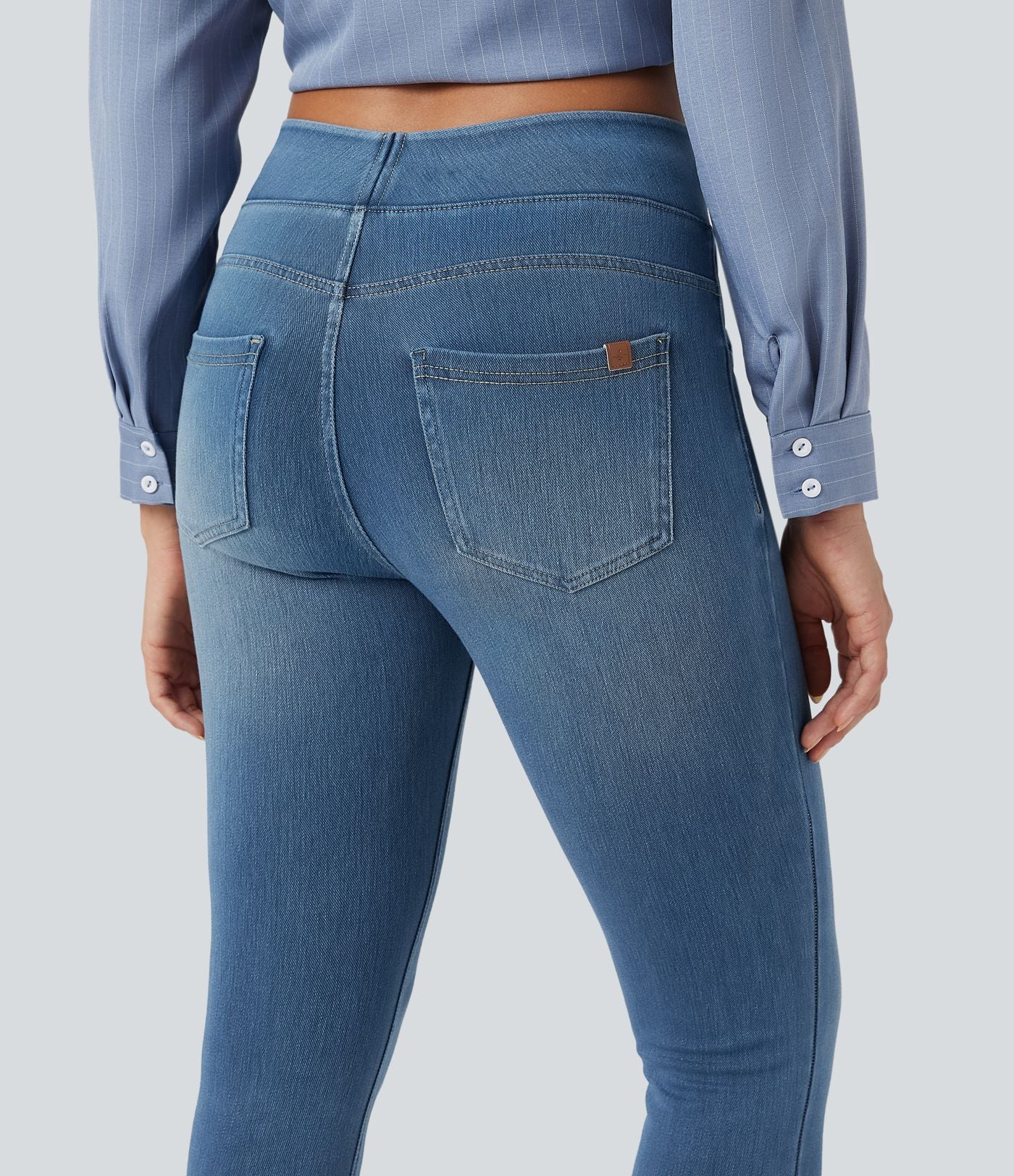 Leggings 7/8 décontractés en denim taille haute avec poches Halara Flex™