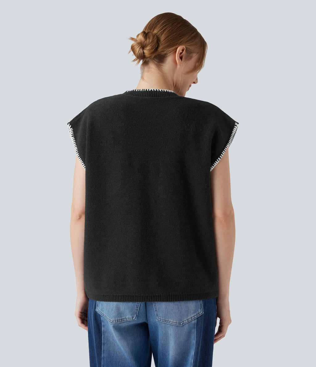 Gilet pull de travail col rond à blocs de couleurs