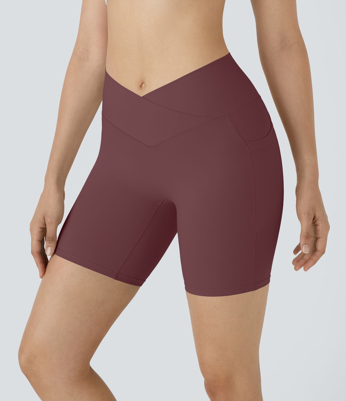 Softlyzero™ Short 17,5cm Yoga Taille Haute Crossover avec Poches Latérales