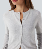 Cardigan de travail laine col rond manches longues
