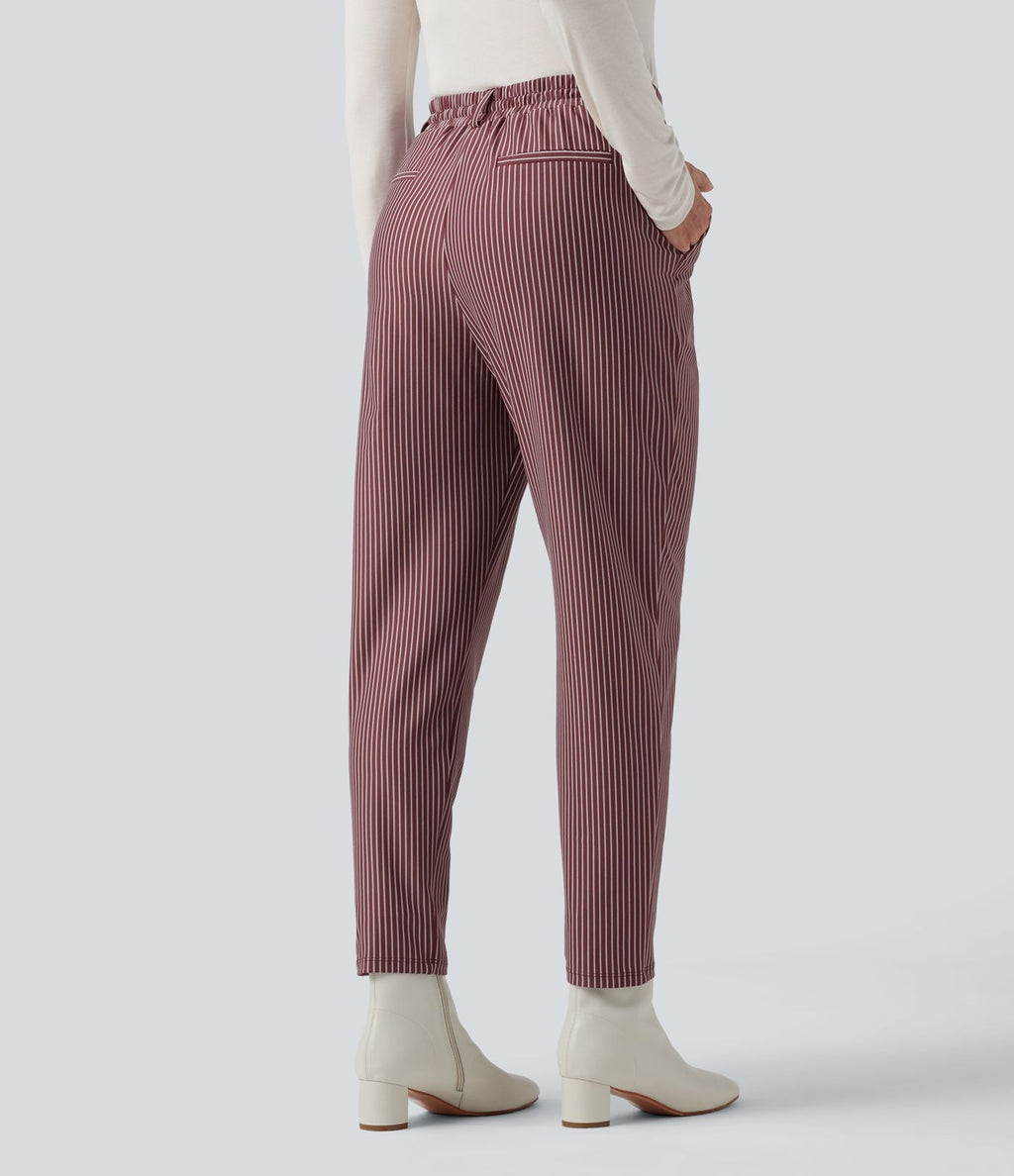 Pantalon Halara Flex™ taille mi-haute à cordon, effet rayé, coupe fuselée avec poches