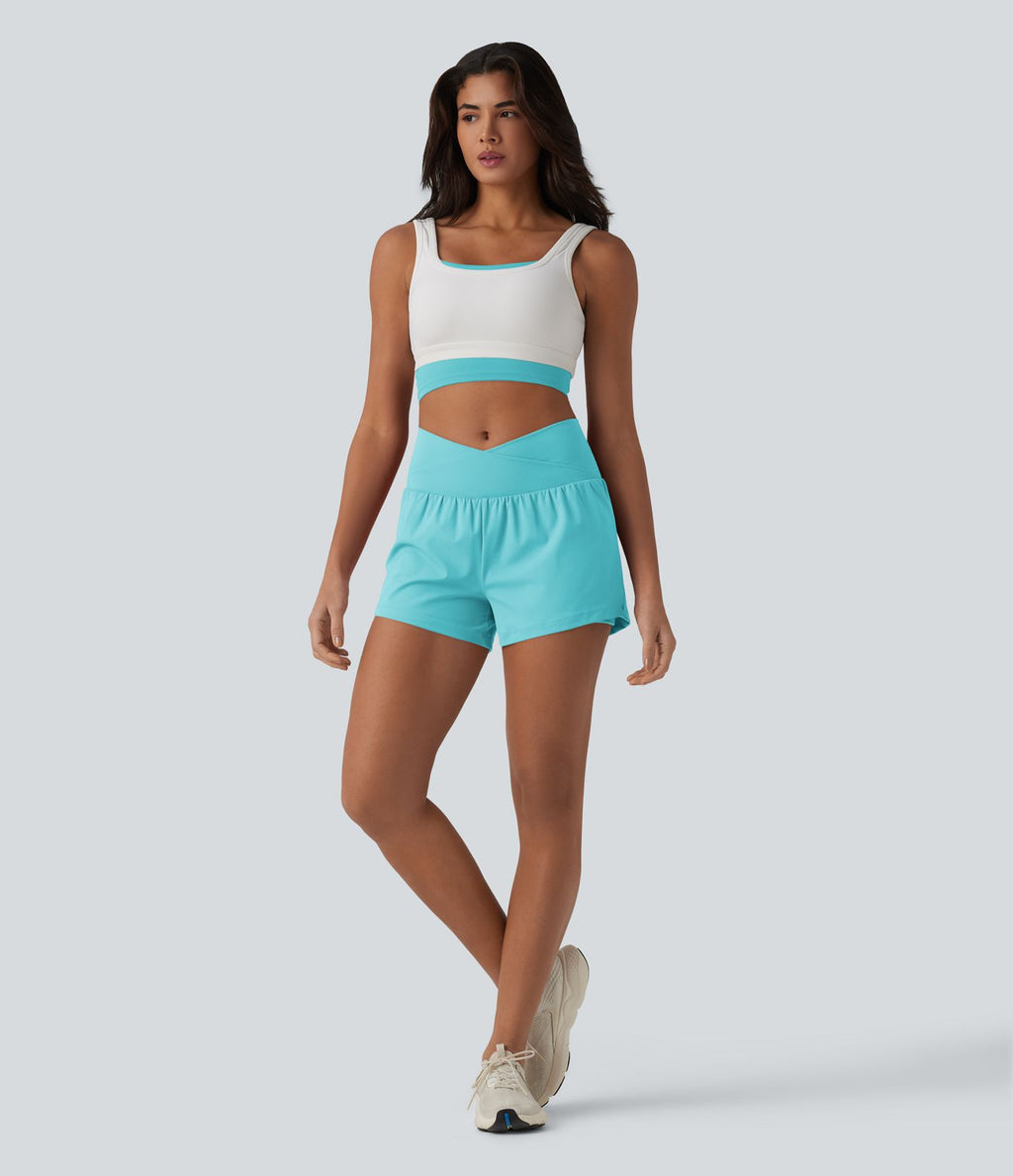 Short de yoga 2-en-1 SoftlyZero™ Airy croisé taille haute 7,5 cm effet frais InstantCool avec poches