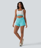 Short de yoga 2-en-1 SoftlyZero™ Airy croisé taille haute 7,5 cm effet frais InstantCool avec poches