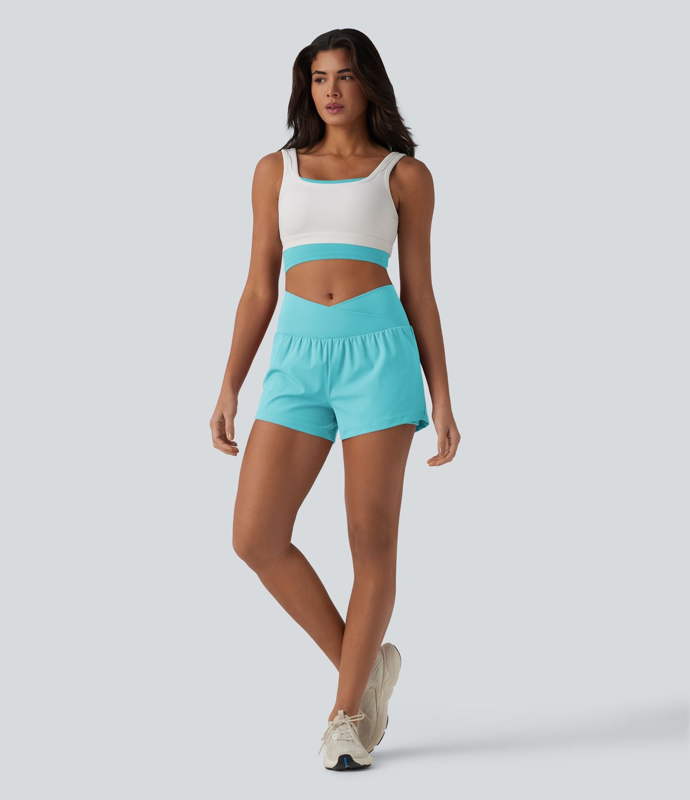 Short de yoga 2-en-1 SoftlyZero™ Airy croisé taille haute 7,5 cm effet frais InstantCool avec poches