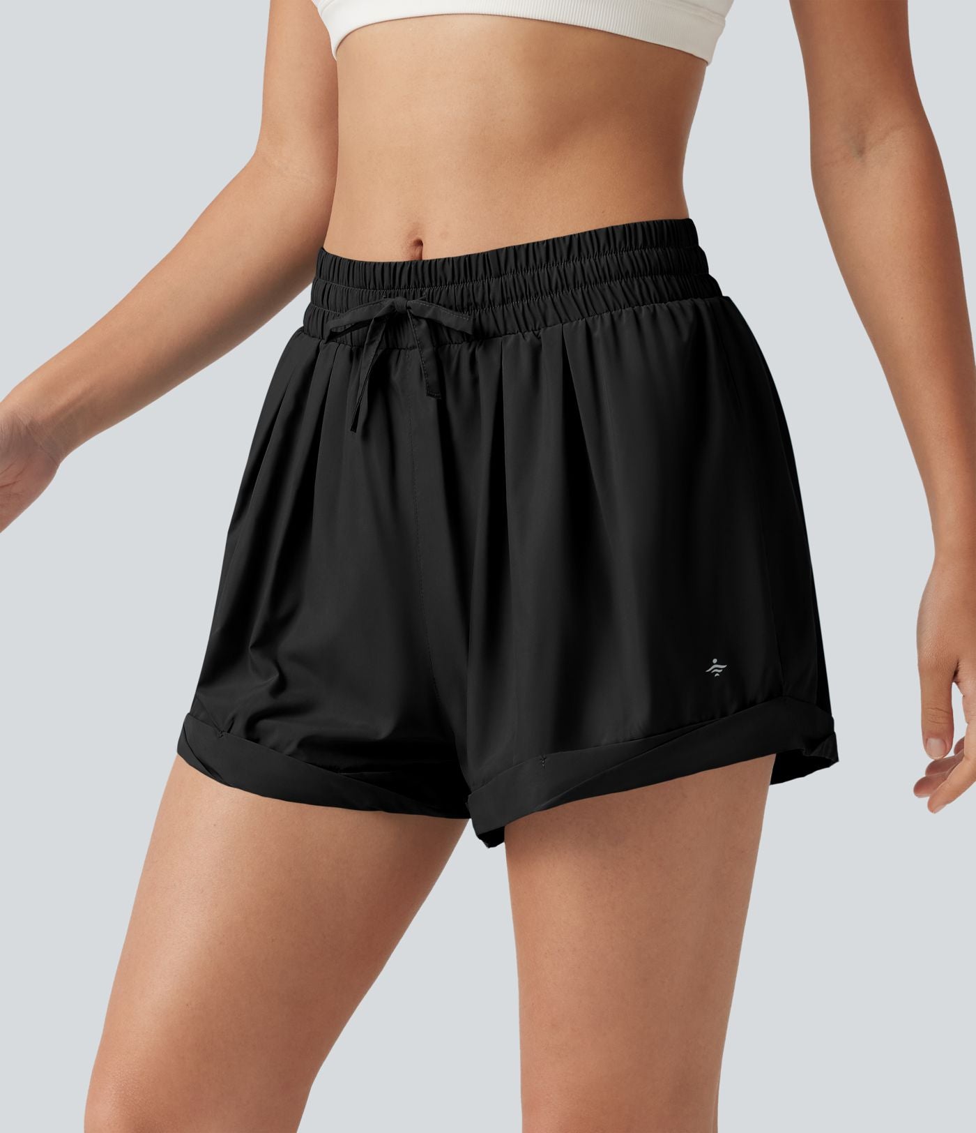 Short de running baggy 2-en-1 taille mi-haute avec cordon ajustable et poche