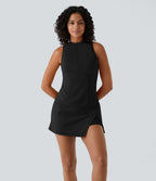 Robe de Tennis Mini Sport 2 Pièces avec Fermeture Éclair Dos Nageur et Poches Latérales Fendues