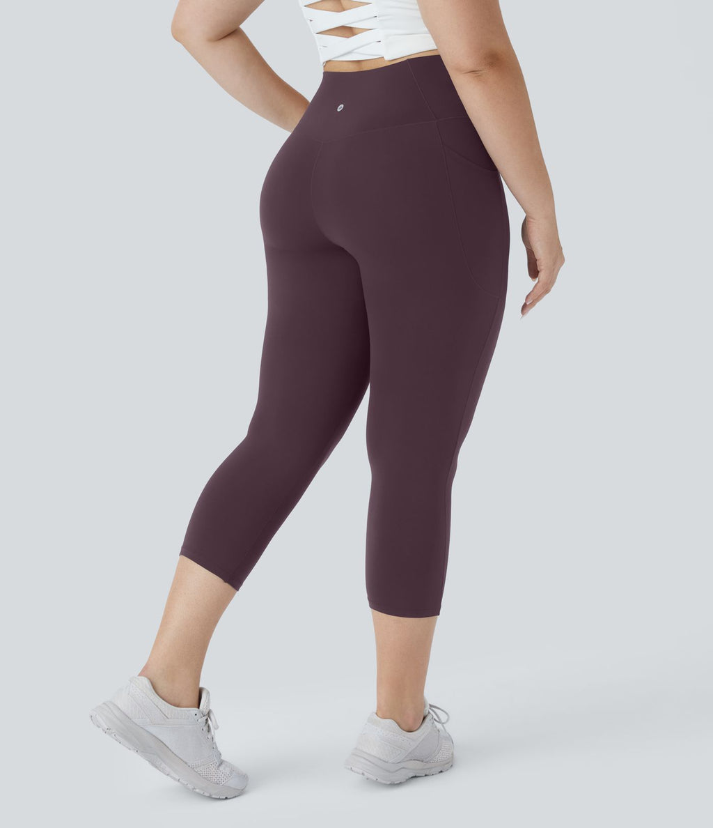 Softlyzero™ Legging Capri de Yoga Grande Taille Taille Haute avec Poche et Découpe Croisée