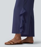 Pantalon large séchage rapide Breezeful™ taille haute à volants avec poches