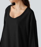 Sweat-shirt gaufré col échancré manches longues