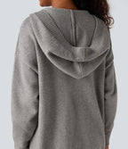 Cardigan à capuche avec boutons et poches
