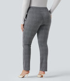 Pantalon tailleur skinny Halara Flex™ grande taille taille haute pied-de-poule à carreaux avec poches